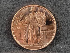 1oz .999 Copper Round Standing Liberty