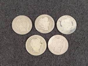 (5) Barber Dimes - 90% Silver