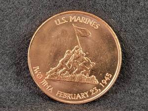 1oz .999 Copper Round US Marines Iwo Jima