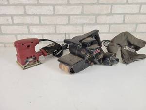 lot 525 image: Craftsman Belt Sander (3 x 21)  and Tool Shop Palm Sander - Both Tested and Work