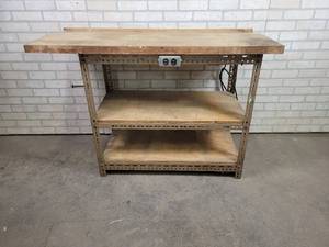 lot 537 image: Shop Table w Power Outlets - Approx. 48 x 21 x 34 Tall - NO SHIPPING