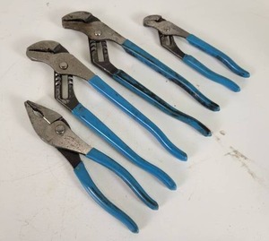 lot 550 image: (4) Channel-Lock Brand Pliers -  Includes (2) Model 430 10, (1) 6 and (1) Model 537 Thin Nose Slip Pliers