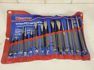 lot 555 image: WESTWARD 14-Piece Punch and Chisel Kit - Looks New - Part No. 4PL89