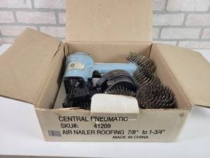 lot 570 image: Central Pneumatic Roofing Air Nailer w Coils of Nails