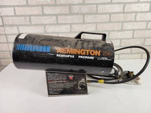 lot 584 image: Remington Torpedo Heater - 30-50,000 BTU - Model REM50PVA - Works - NO SHIPPING