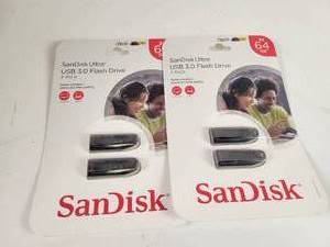 lot 622 image: (2) 2-Packs of 64gb SanDisk Flash Drives - New in Package