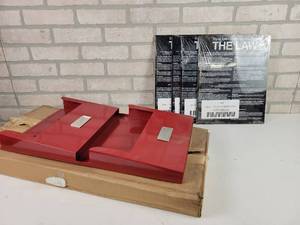 lot 630 image: Red Wall-Mount File Holder and (4) Equal Opportunity Signs