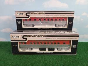 lot 254 image: (2) K-LINE Streamliner Golden State O Scale Illuminated Passenger Rail Cars