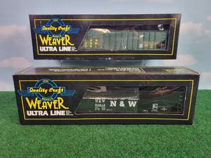 lot 281 image: (2) WEAVER Ultra Line O Scale Rail Cars - Norfolk & Western Coal Car & CNW Coal Car