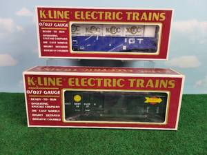lot 322 image: (2) K-LINE OO27 Scale Rail Cars - Southern Pacific Box Car & KCC Collectors Club Car