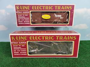 lot 323 image: (2) K-LINE OO27 Scale Rail Cars - Santa Fe MAP Car & NYC Reefer Car