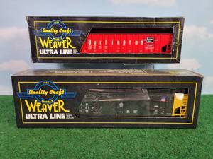 lot 356 image: (2) WEAVER Ultra Line O Scale Rail Cars - Burlington Hopper &  Union Pacific Hopper
