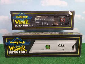 lot 358 image: (2) WEAVER Ultra Line O Scale Rail Cars - CSX Center flow Hopper & Burlington Hopper