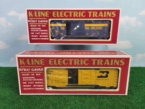lot 388 image: (2) K-LINE OO27 Scale Rail Cars - Burlington Northern Reefer & Alaska Box Car