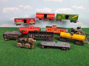 lot 245 image: Antique MARX O Scale Metal Rail Cars and Power Supply