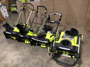Lot of Assorted Ryobi Snow Blower Different Style and Conditions  See Pics