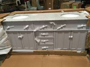 Home Decorators Fremont 72 in. W Gray Double Bath Vanity with Gray Granite Vanity Top and Undermount Sink review pictures