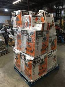 Pallet with assorted Ridgid Shop Vacs various models and conditions review pictures