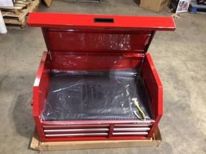 lot 10 image: Husky 41 in. W x 24.5 in. D Standard Duty 6-Drawer Top Tool Chest in Gloss Red Customer returns see Pics