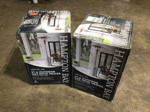 lot 13 image: Lot of 2 Hampton Bay 48000 BTU Stainless Steel Patio Heater Open Box See Pics