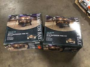 lot 30 image: Hampton Bay Piedmont 30 in. Steel Fire Pit in Black with Poker Lot of 2 customer returns See pics