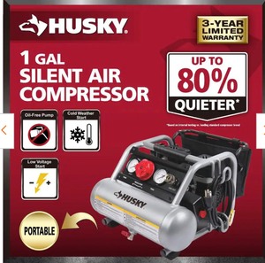 lot 12 image: New Husky 1 Gal. Portable Electric-Powered Silent Air Compressor