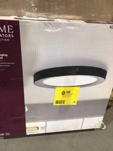 Home Decorators Collection Calloway 19 in. Matte Black Concave Selectable LED Flush Mount open box customer return