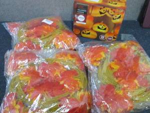 3-2pks Fall Leaf Garland, Led Pumpk...