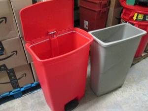 2 Waste Baskets with Misc Electroni...