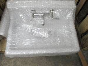 Raised Back Porcelain Sink with Fau...