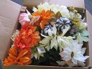 box of faux flowers ...