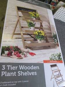 3-tier wooden plant shelf ...