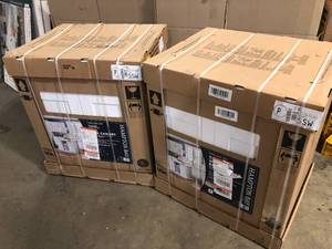 lot 10 image: Lot of 2 Hampton Bay Cabinets in white review pictures
