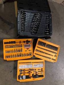 lot 30 image: GEARWRENCH 14 in. and 38 in. Drive 90-Tooth Standard and Deep SAEMetric Mechanics Tool Set in 3-Drawer Storage Box (232-Piece)