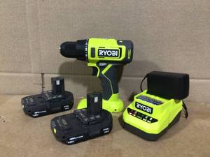 lot 15 image: RYOBI ONE 18V Cordless 12 in. DrillDriver Kit with (2) 1.5 Ah Batteries and Charger