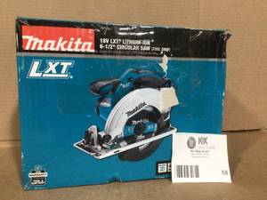 lot 58 image: Makita 18V LXT Lithium-Ion Cordless 6-12 in. Lightweight Circular Saw and General Purpose Blade (Tool-Only)