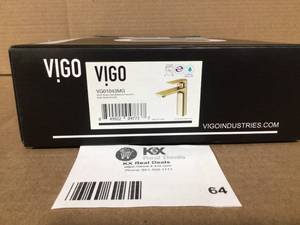 lot 64 image: VIGO Davidson 6.375 inch H Single Hole Single Handle Single Hole Bathroom Faucet in Matte Gold - Bathroom Sink Faucet VG01043MG