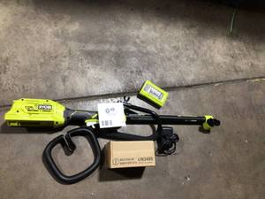 lot 73 image: Ryobi 40V Expand-It Cordless Battery Attachment Capable Trimmer Power Head includes battery