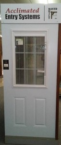 lot 41 image: Bayer Exterior Door. White, Built in Blind.