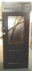 lot 42 image: Bayer Exterior Door. Brown, Accent Glass