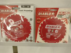 lot 98 image: Diablo Saw Blades (2). 5  in. and 5 38 in. Framing Saw Blades.