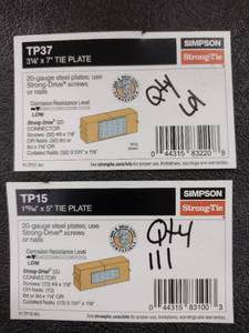 lot 254 image: Simpson Tie Plates (182pcs)