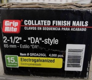 lot 333 image: Grip Rite Collated Finish Nails, 2-12, DA Style. 4000