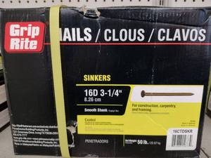 lot 338 image: Grip Rite Sinker 16D 3-14 in. 50 pound box