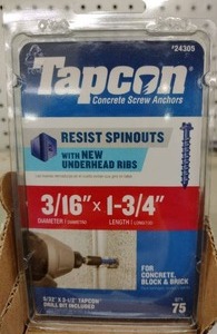 lot 365 image: Tapcon Concrete Anchors (5) 316 X 1 .