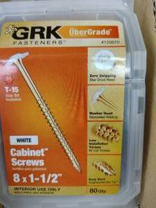 lot 368 image: GRK Cabinet Screws (720) 8 x1-12 in.