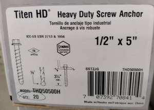 lot 369 image: Titen HD Screw Anchor (2) 12 x 5 in.