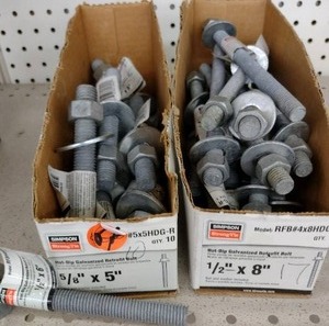 lot 374 image: Simpson Retrofit Bolts and nuts. 58 x5 and 12 x8.