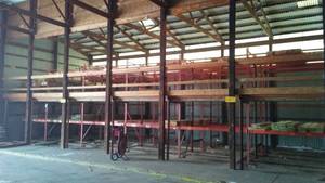 lot 704 image: 10 And 12 Foot Orange Racking Board racking.  (22) Units Plus 6 Foot Front Sections, Loc BB