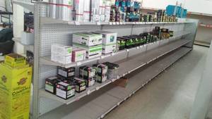 lot 810 image: 7 sections of 4 feet retail shelving front and back,